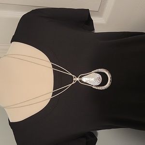 Hannah Silver Tone Double Layer Hammered Teardrop Necklace NWT